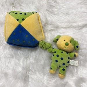 Vtg Russ Berrie Plush Pulldown Pals Musical Dog Hanging Crib Toy Kite Blue Green